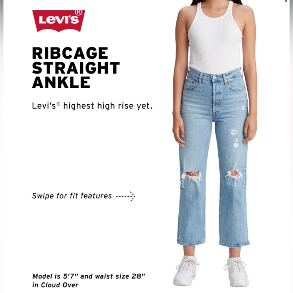 Levi's Women's Ribcage Straight Ankle Jeans - Light Blue
